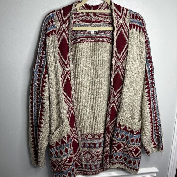 Lucky Brand Open Front Duster Cardigan Womens Sz Large Southwestern Blanket - Picture 1 of 10